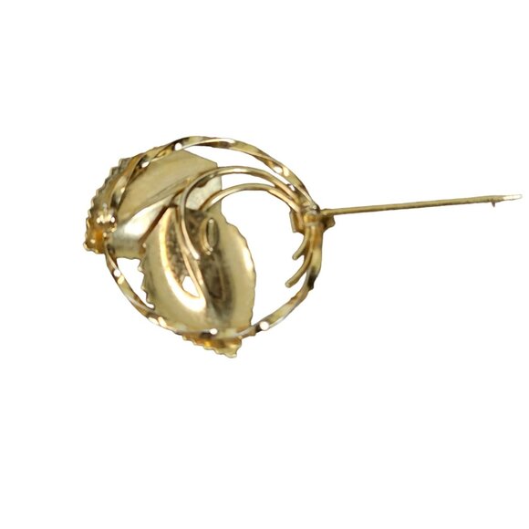 VTG Brooch Winward Signed 12K Gold Filled Textur Leaf Curl Loop Round Fairycore - Picture 4 of 11